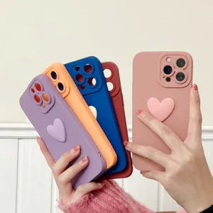 Women Fashion 3D Heart-Shaped Apple Mobile Phone TPU Protective Soft Shell Case