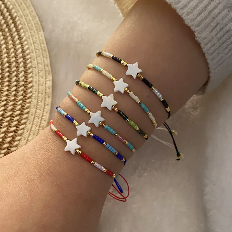 Women's Simple Shell Star Bead Woven Bracelet Original Design