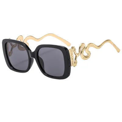 Women Fashion Retro Dark Gothic Double-Headed Snake Square Frame Sunscreen Sunglasses