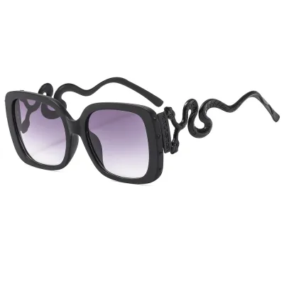 Women Fashion Retro Dark Gothic Double-Headed Snake Square Frame Sunscreen Sunglasses