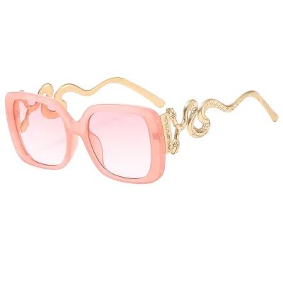 Women Fashion Retro Dark Gothic Double-Headed Snake Square Frame Sunscreen Sunglasses