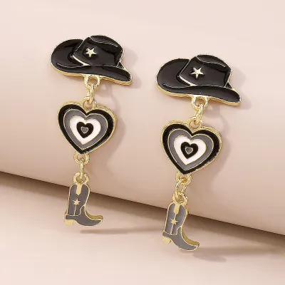 Creative Oil Western Denim Style Personality Alloy Earrings