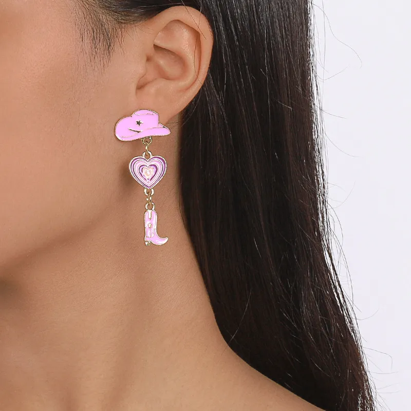 Creative Oil Western Denim Style Personality Alloy Earrings