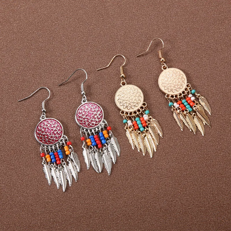 Bohemian Ethnic Style Retro Alloy Tassel Drop Earrings