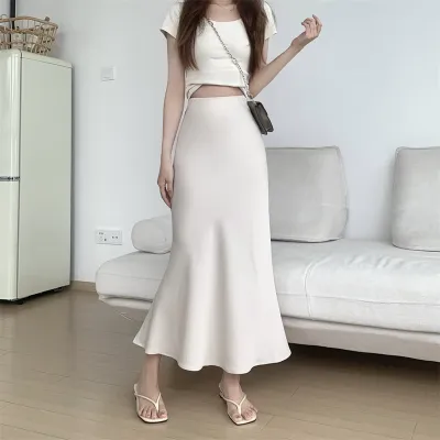 Women Elegant Solid Color Fishtail Skirt