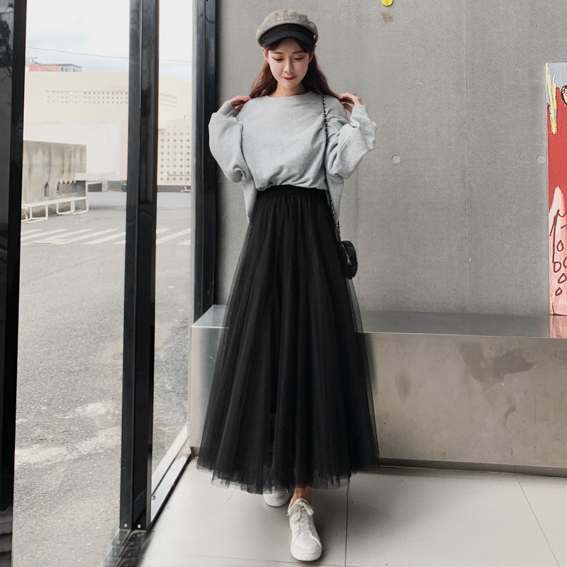 【COLOR iN ID】Glossy mesh layered skirt Women's Y2k Tulle Skirt Irregular Pleated Elastic Midi