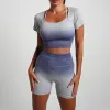 Dusty Blue Shorts Short-Sleeve Two-Piece Set
