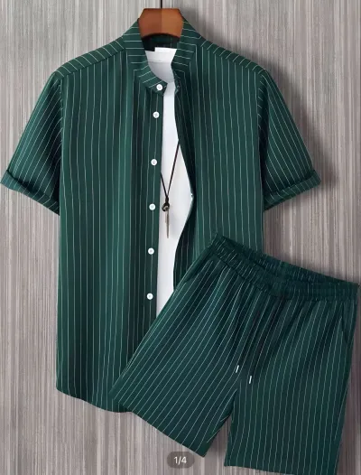 Men's Plus Size Casual 3D Print Short Sleeve Lapel Shirt and Shorts Set