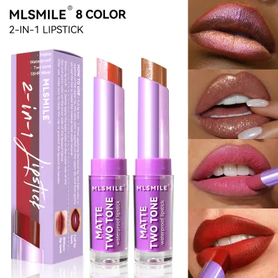 MLSMILE Women Matte Moisturizing Cup Two-Color Lipstick
