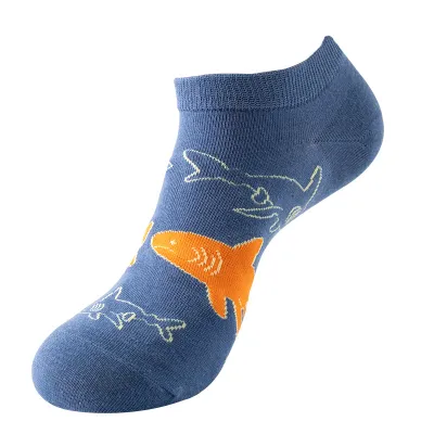 Men Simple Cartoon Striped Astronaut Printed Breathable Cotton Socks