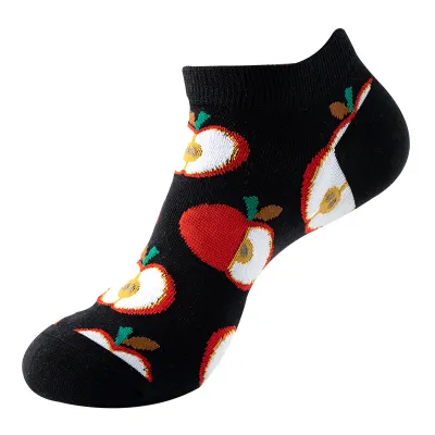 Men Simple Cartoon Striped Astronaut Printed Breathable Cotton Socks
