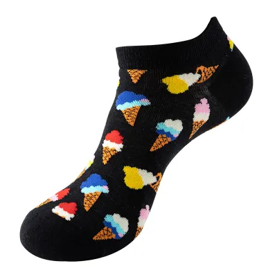 Men Simple Cartoon Striped Astronaut Printed Breathable Cotton Socks