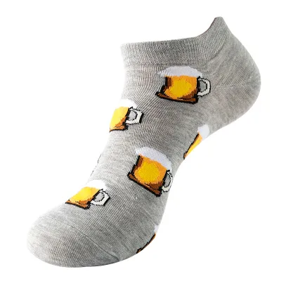 Men Simple Cartoon Striped Astronaut Printed Breathable Cotton Socks
