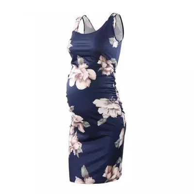 Pregnant Women Floral Print Sleeveless Dress