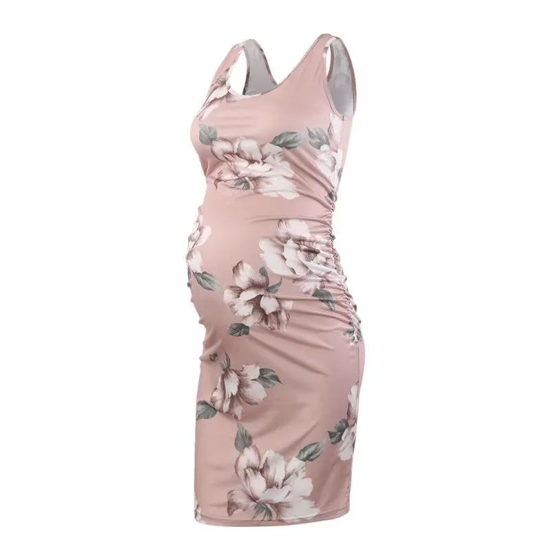 Pregnant Women Floral Print Sleeveless Dress