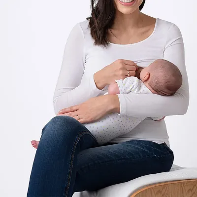 Pregnant Women Fashion Solid Color Crewneck Long Sleeve Breastfeeding Top