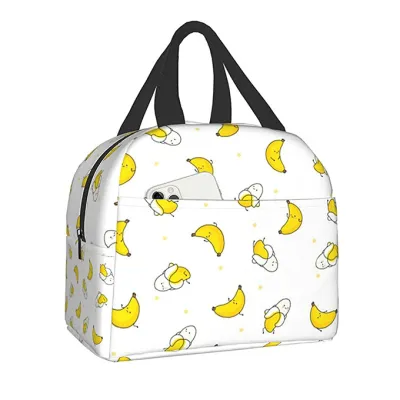 Large Capacity Printed Thermal Insulation Lunch Bag For Student Office Worker