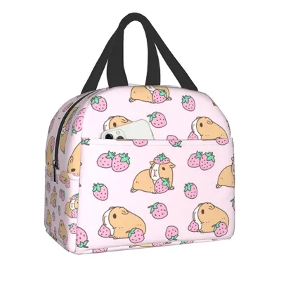 Large Capacity Printed Thermal Insulation Lunch Bag For Student Office Worker