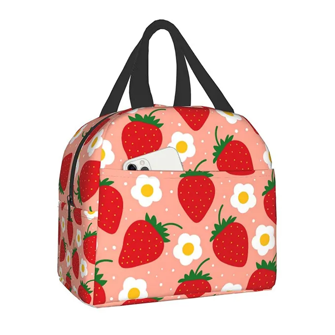 Large Capacity Printed Thermal Insulation Lunch Bag For Student Office Worker