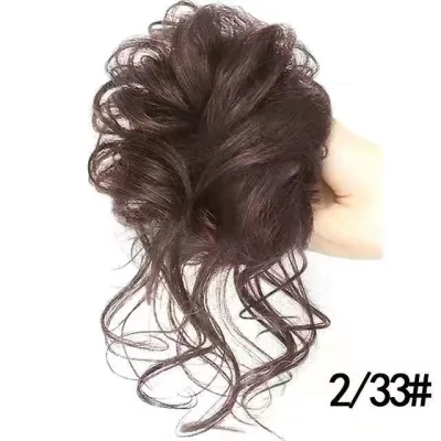Women's Fashion Fluffy Clip Wig Bun Real Human Hair Not Hot Dye