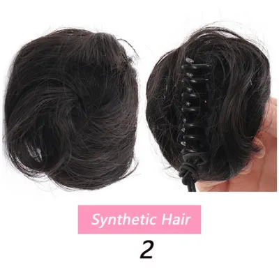 Women's Fashion Fluffy Realistic Grab Clip Wig Bun Short Hair Natural Style