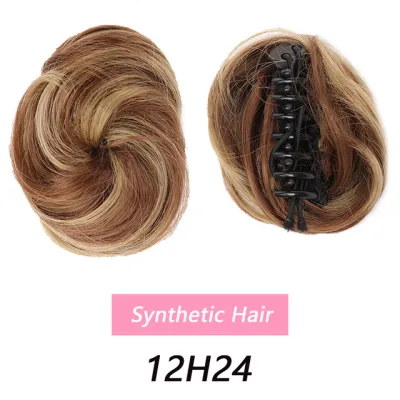 Women's Fashion Fluffy Realistic Grab Clip Wig Bun Short Hair Natural Style