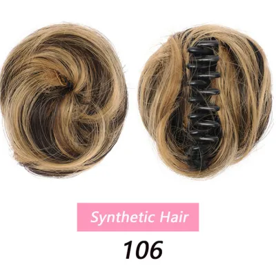 Women's Fashion Fluffy Realistic Grab Clip Wig Bun Short Hair Natural Style