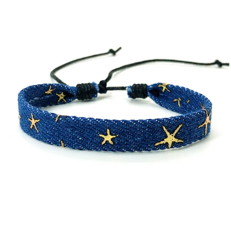 Women Simple Fresh Star Denim Woven Bracelet Personality Trend
