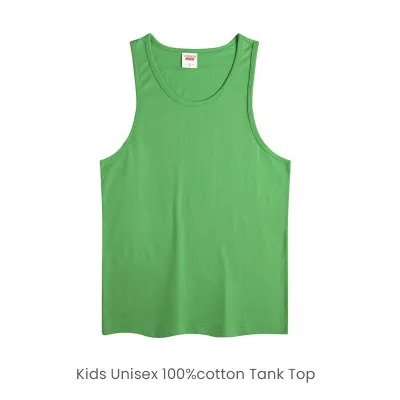 Summer Boys And Girls Cotton Solid Color Round Neck Sleeveless Tank Top Custom Printed Logo