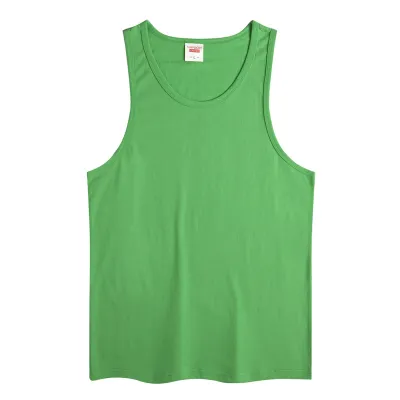 Kids Summer Boys And Girls 100% Cotton Solid Color Crew Neck Sleeveless Tank Top Custom Printed Logo
