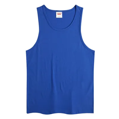 Kids Summer Boys And Girls 100% Cotton Solid Color Crew Neck Sleeveless Tank Top Custom Printed Logo