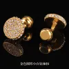 Golden Round White Diamond Cufflinks