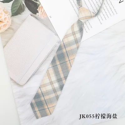 Women Fashion College Style Ribbon Plaid Bow Tie