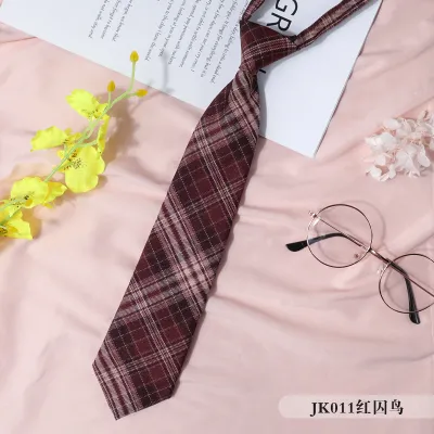 Women Fashion College Style Ribbon Plaid Bow Tie