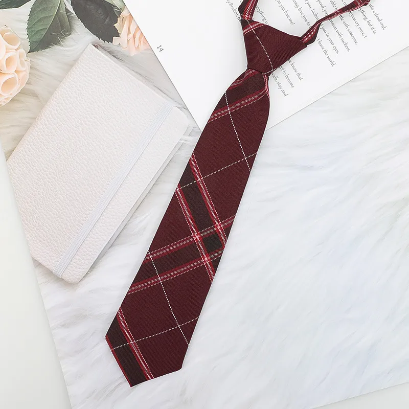 Women Fashion College Style Ribbon Plaid Bow Tie