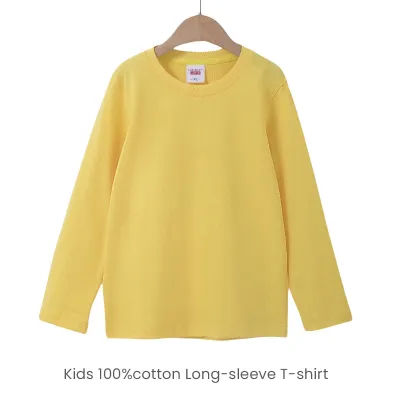 Children Long-Sleeved Cotton Basic T-Shirt Custom