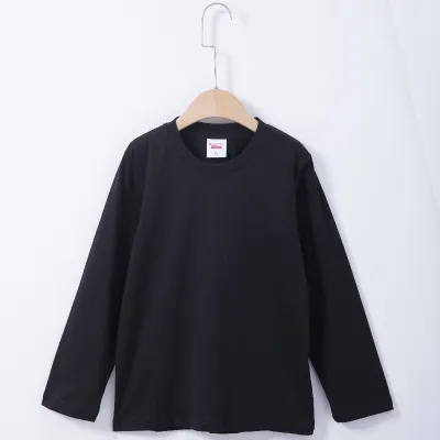 Children Kids Long-Sleeved 100% Cotton Crew Neck Basic T-Shirt Custom