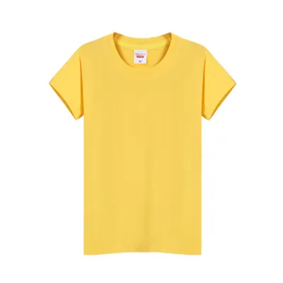 Women Summer Cotton Short-Sleeved Slim-Fit Crew Neck T-Shirt