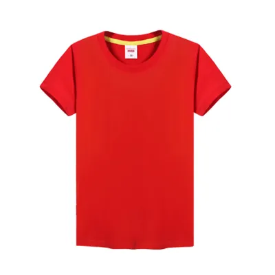 Women Summer Cotton Short-Sleeved Slim-Fit Crew Neck T-Shirt