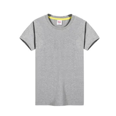 Women Summer Cotton Short-Sleeved Slim-Fit Crew Neck T-Shirt
