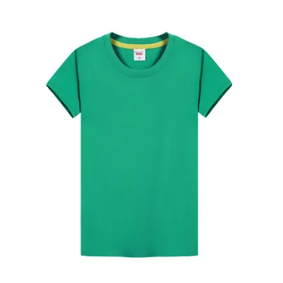 Women Summer Cotton Short-Sleeved Slim-Fit Crew Neck T-Shirt