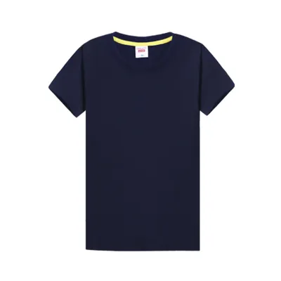 Women Summer Cotton Short-Sleeved Slim-Fit Crew Neck T-Shirt