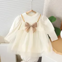 Children Kids Baby Fashion Girls Short Sleeve Dot Print Bow Princess Dress