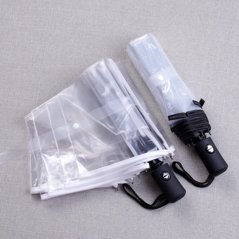 Fully Automatic Transparent Folding Umbrella Modern Simplicity Plastic Steel Advertising Umbrella