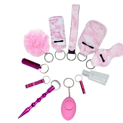 Women Children's Self-Defense Alarm Keychain Set with Wolf Protection