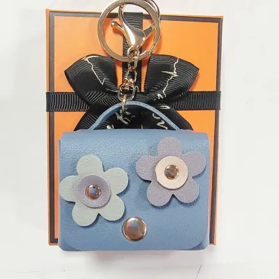 Women Fashion Creative Flower Mini Wallet Leather Keychain Pendant
