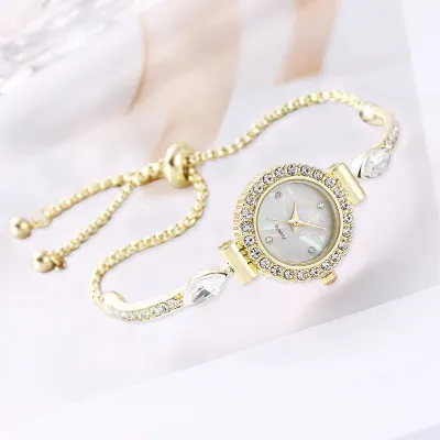 Women Fashion Simple Rhinestone Drawstring Watch