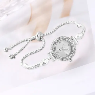 Women Fashion Simple Rhinestone Drawstring Watch