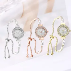 Women Fashion Simple Rhinestone Drawstring Watch