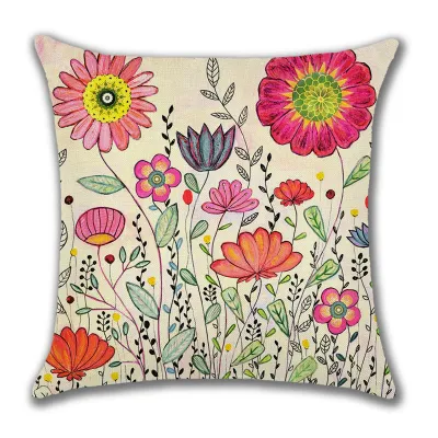 Creative Oil Painting Flower Print Home Beach Cushion, Scenery Pattern for Living Room, 45x45cm Square Throw Pillow